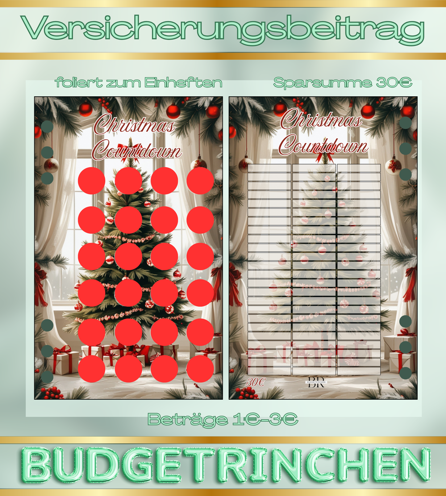Weihnachtschallenge - Christmas Countdown matt foliert zum Einheften