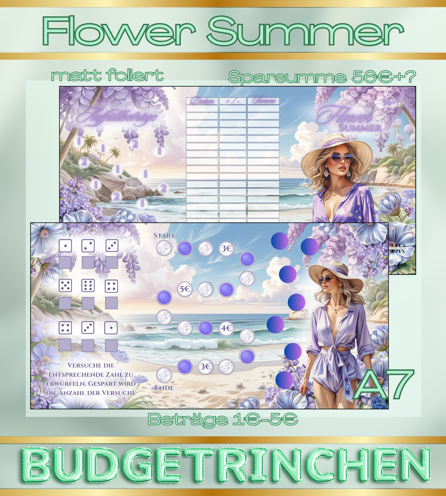 A7 Flower Summer - Urlaub 3er Klappkarte - matt foliert
