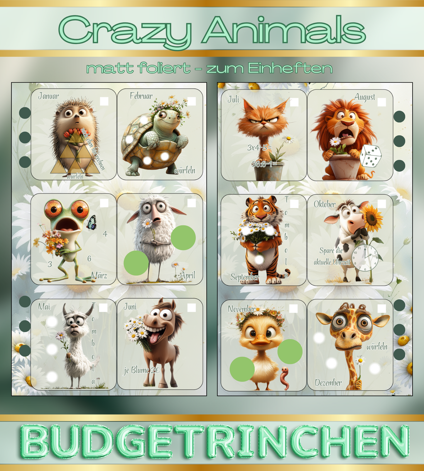 Crazy Animals - matt folierte Minijahres-Challenge inkl. Tracker