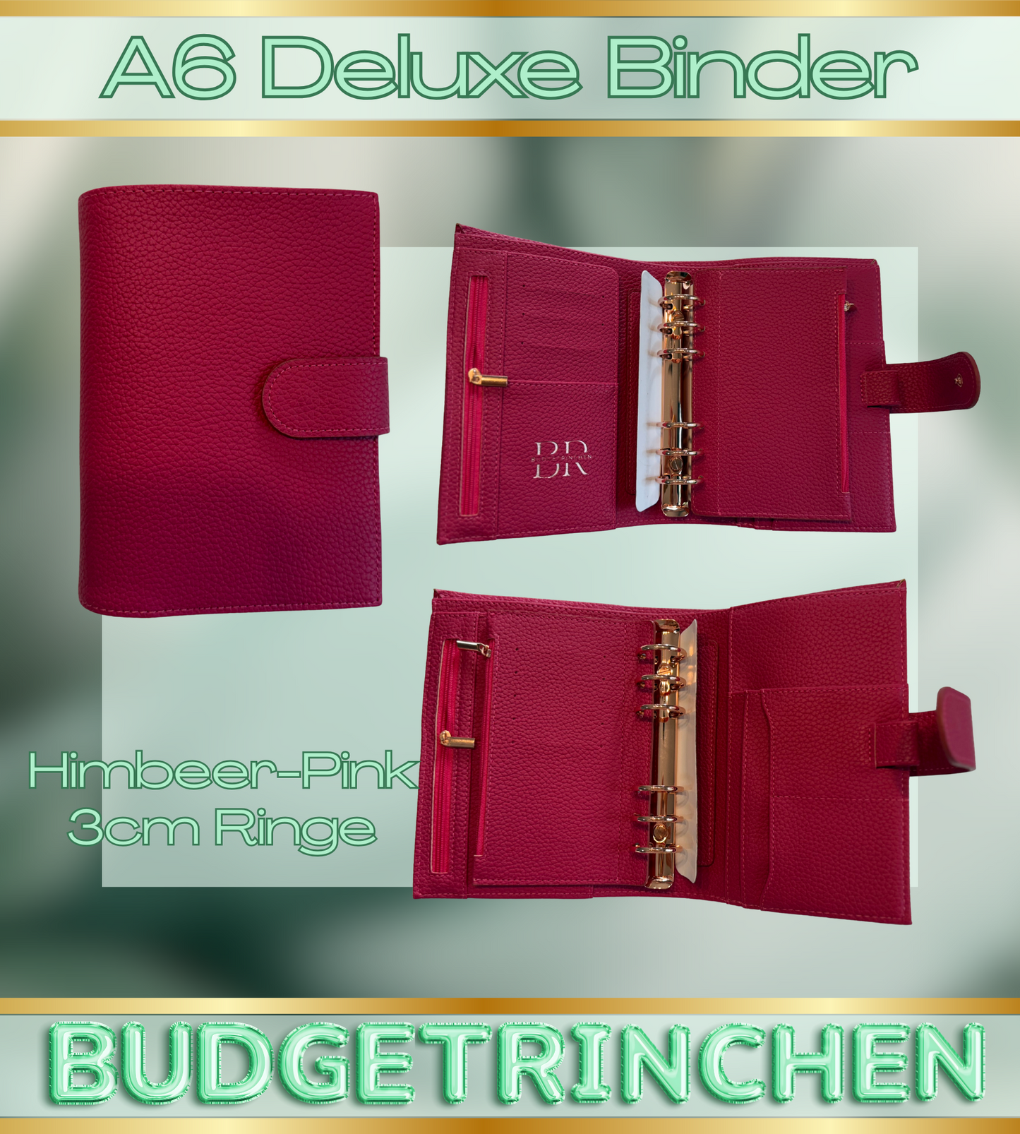 A6 Premium Deluxe Binder mit großem Zip Flyleaf & große Ringe