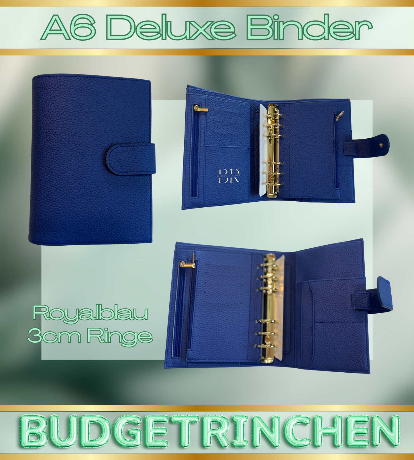 A6 Premium Deluxe Binder mit großem Zip Flyleaf & große Ringe