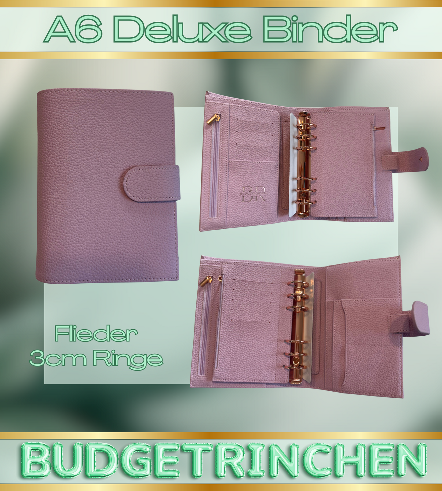 A6 Premium Deluxe Binder mit großem Zip Flyleaf & große Ringe