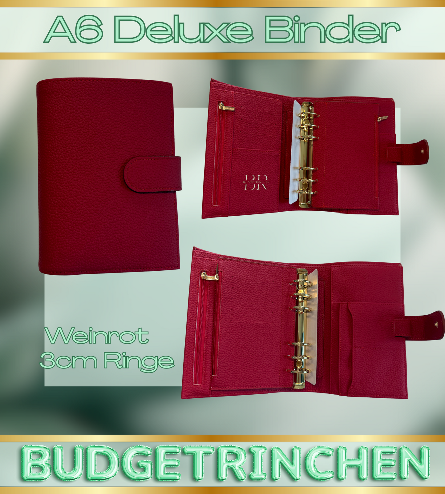 A6 Premium Deluxe Binder mit großem Zip Flyleaf & große Ringe