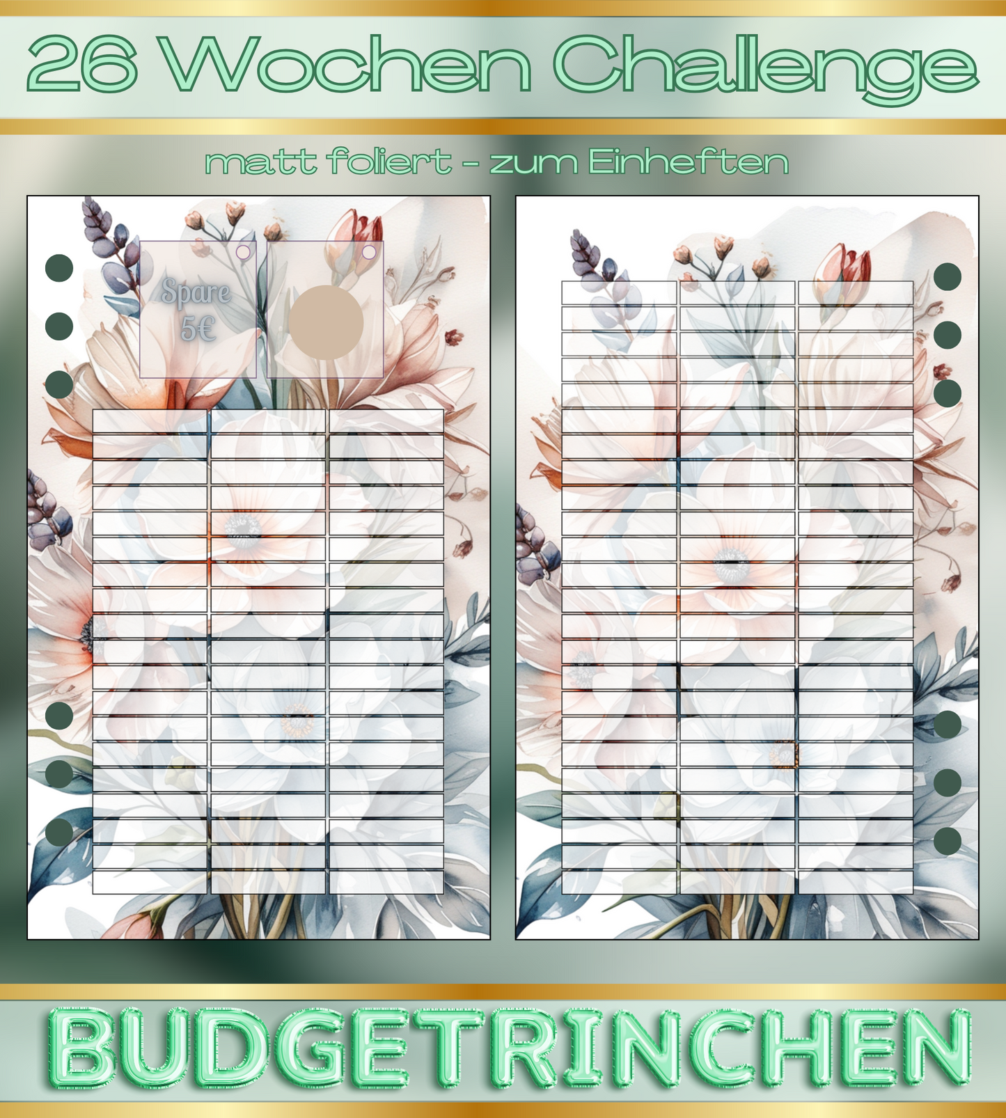 26 Wochen - folierte Challenge zum einheften