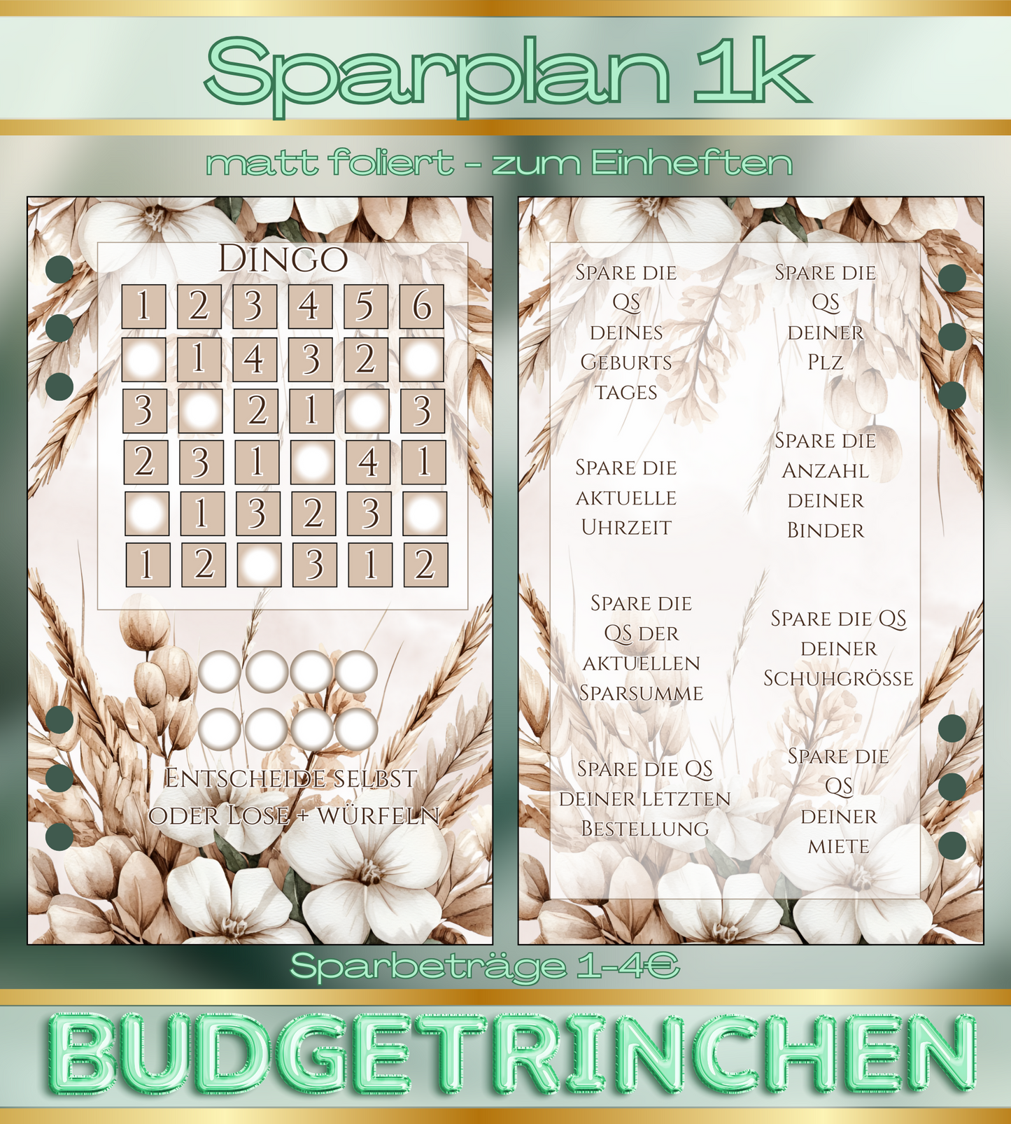 Pi mal Daumen Sparplan 1000€ - Spare was du willst