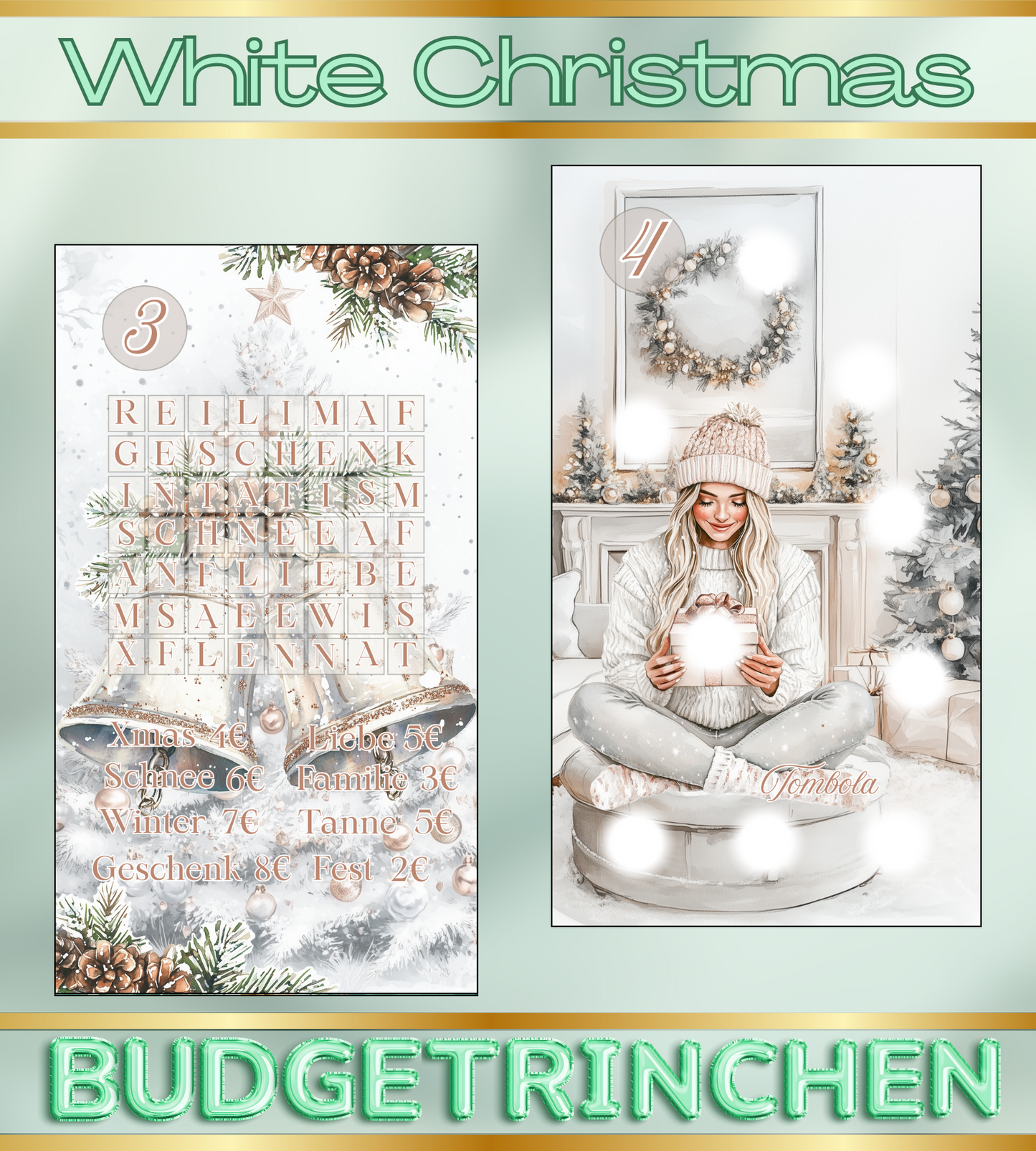 Weihnachtsset White Christmas - folierte Challenges inkl. 4 Challenges und Tracker