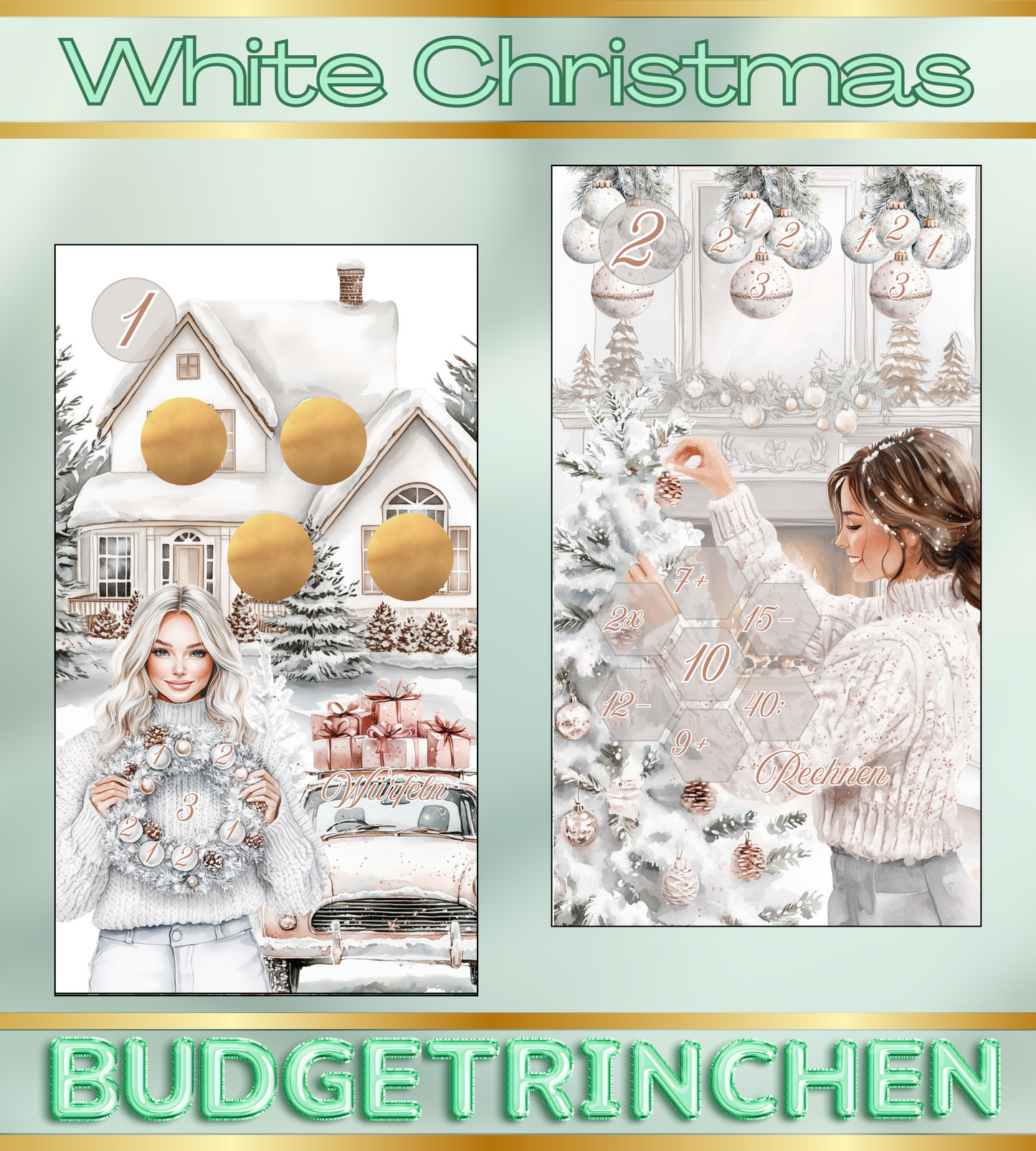 Weihnachtsset White Christmas - folierte Challenges inkl. 4 Challenges und Tracker