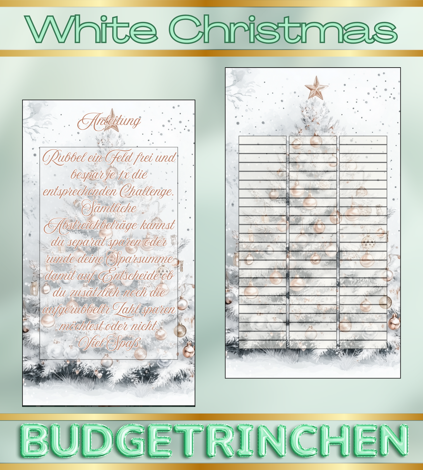 Weihnachtsset White Christmas - folierte Challenges inkl. 4 Challenges und Tracker