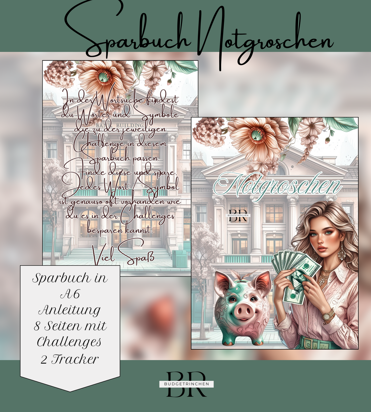 Notgroschen Box - inkl. Sparbuch, Klappkarte, Sparplan und Trennblatt