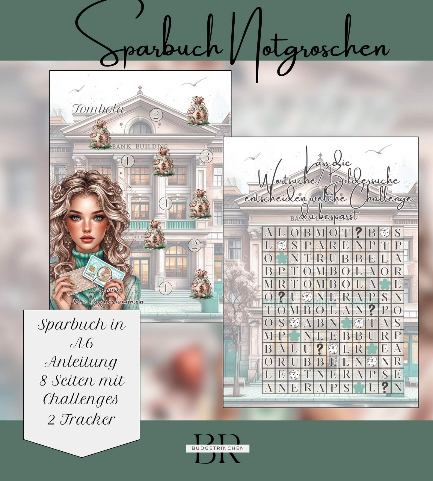 Notgroschen Box - inkl. Sparbuch, Klappkarte, Sparplan und Trennblatt