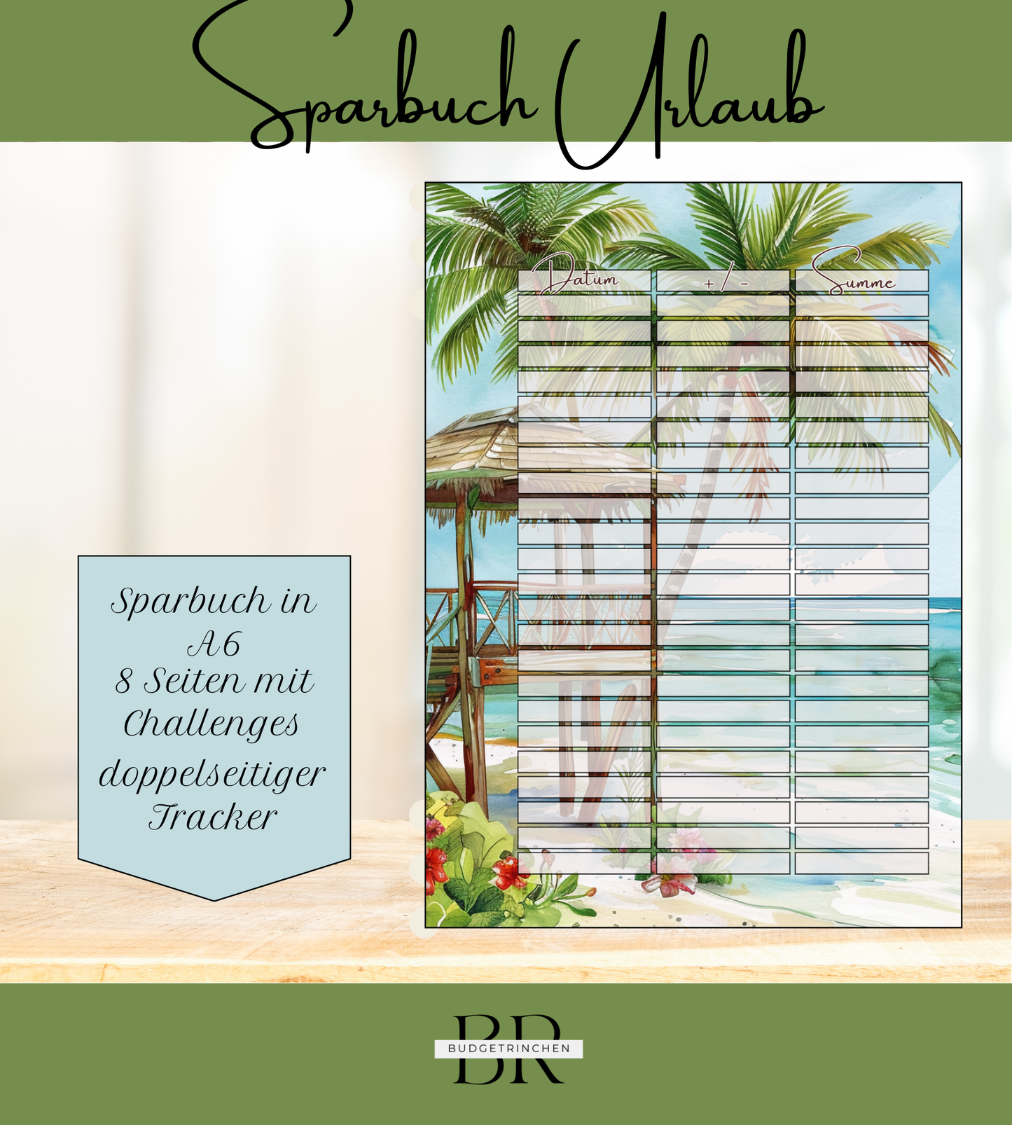 Sparbuch Urlaub - 8 Challenges inkl. Tracker