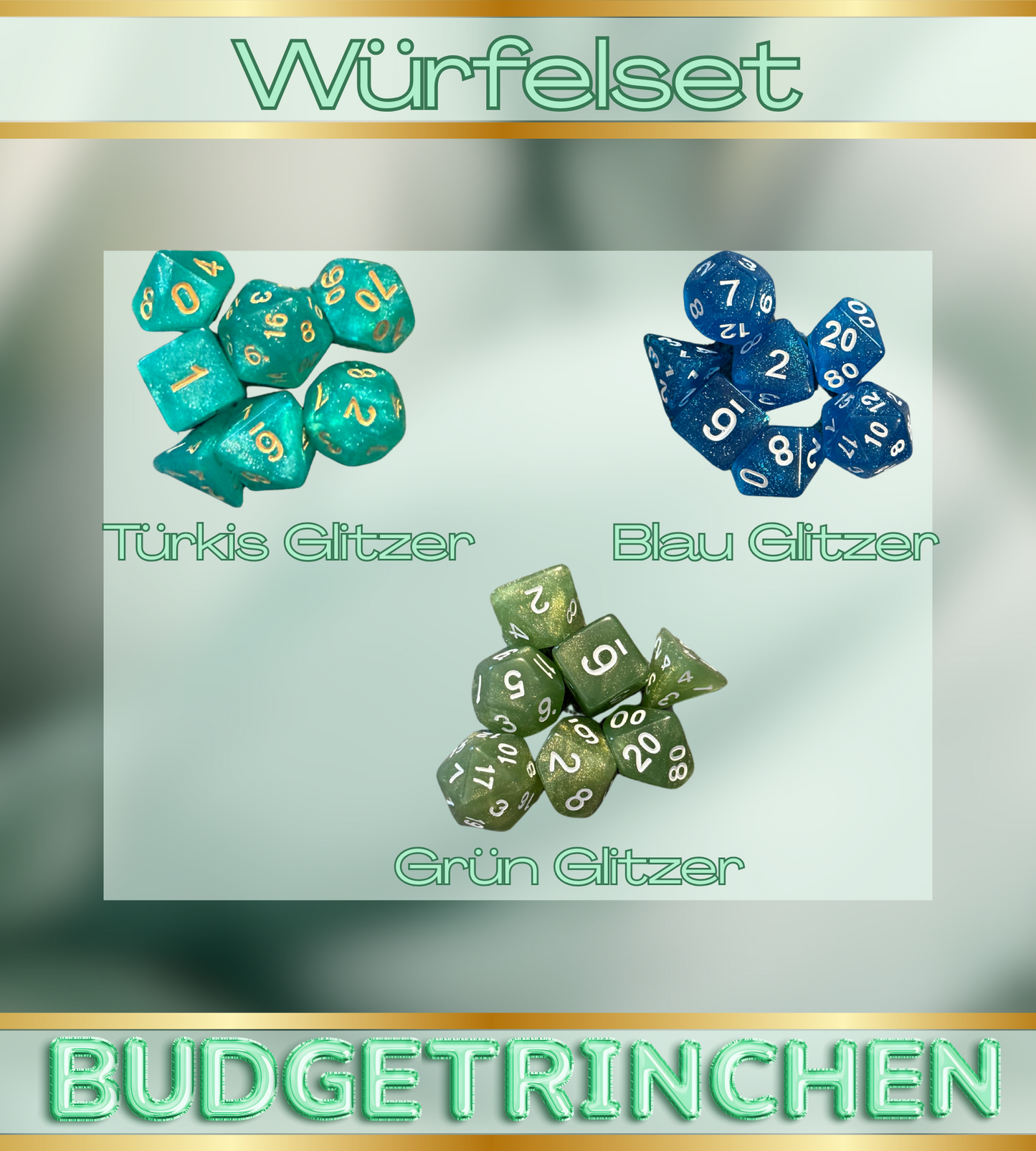 Würfelset Glitzer