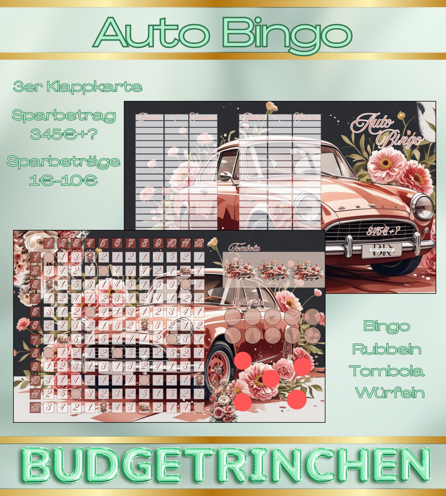 Auto Bingo 3er Klappkarte