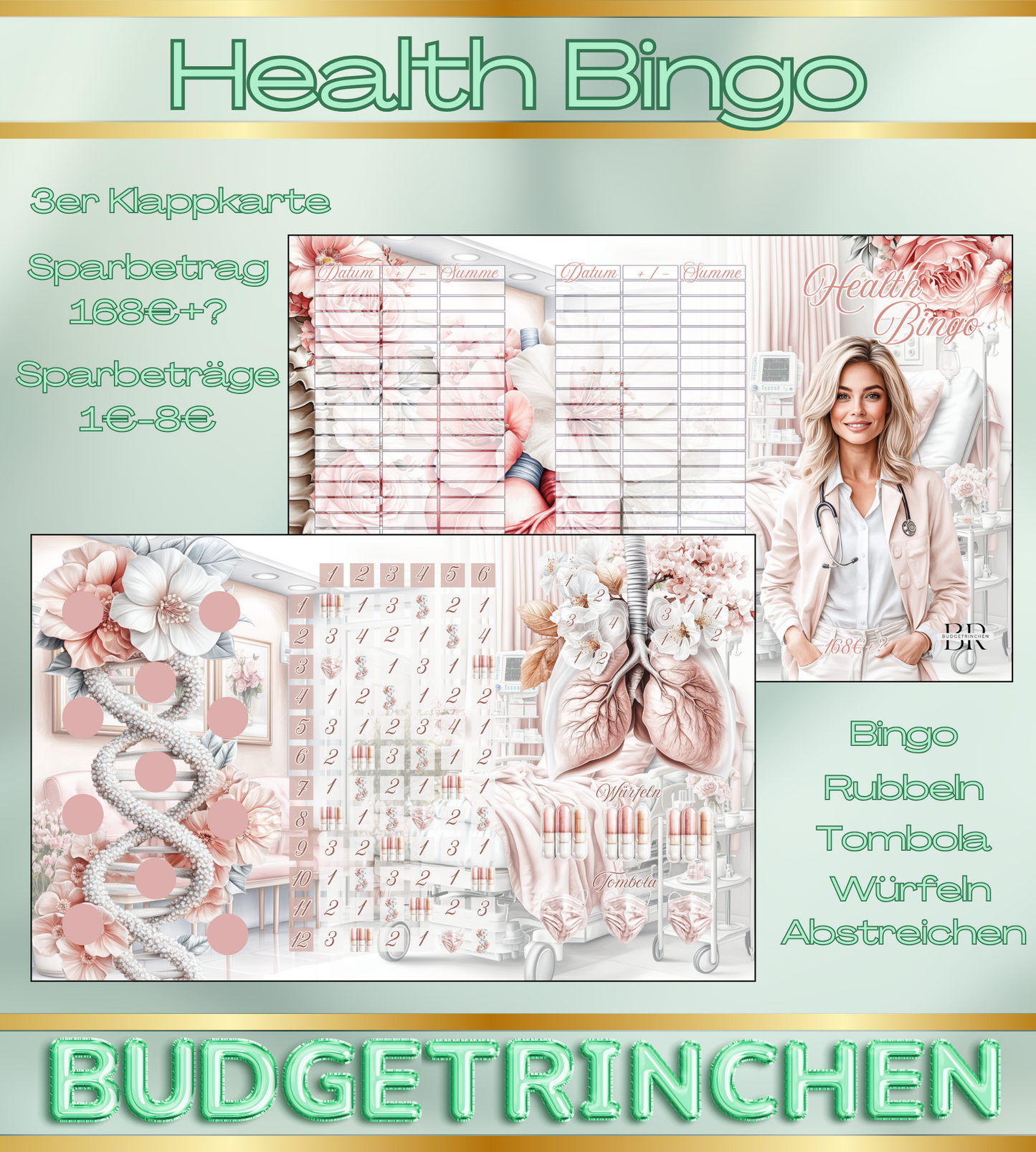 Health Bingo 3er Klappkarte - Gesundheit