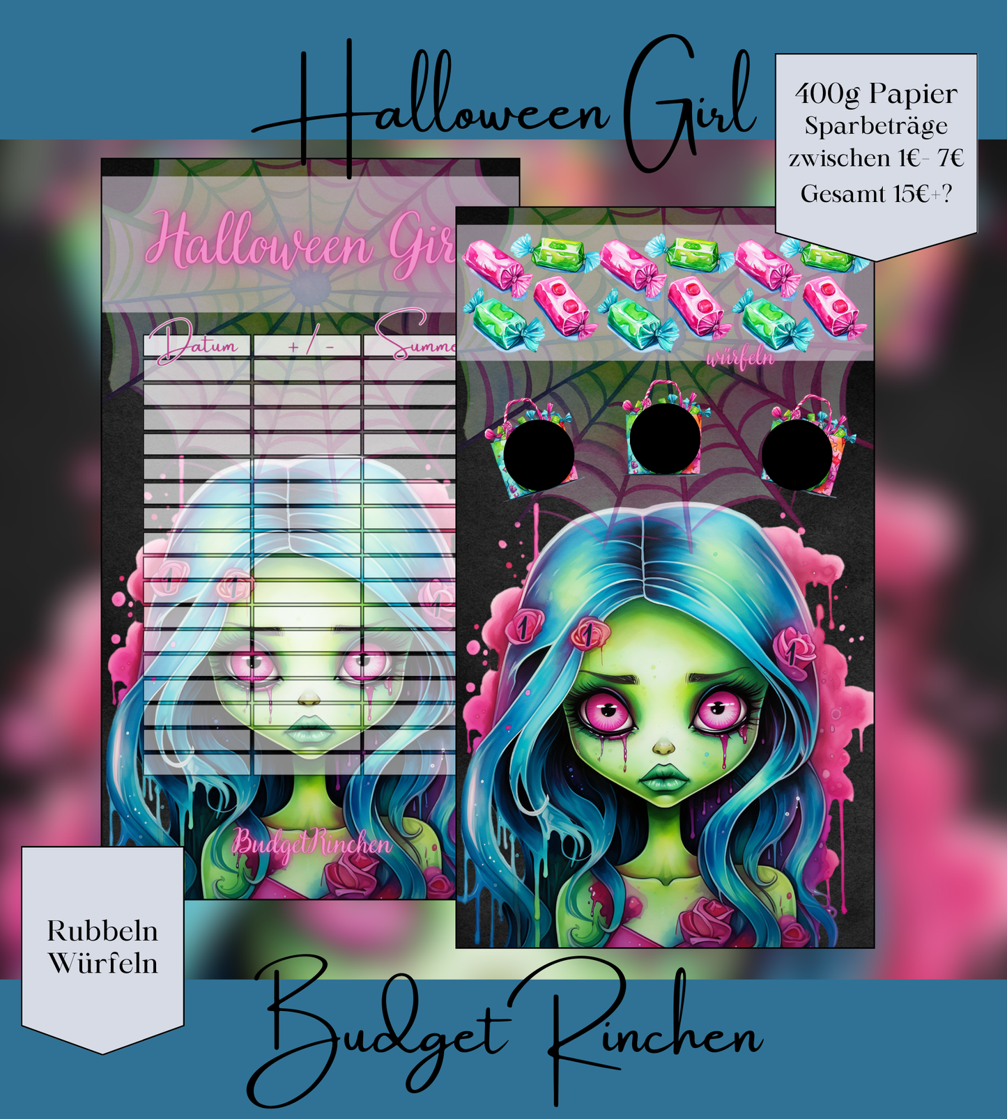 Halloween Girl Rubbel -und Würfel Challenge