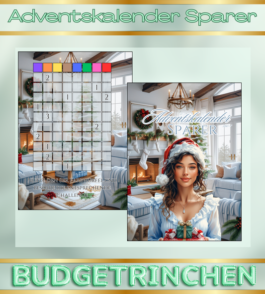 BWARE Sparbuch - Adventskalender Sparer mit 8 Challenges + Tracker