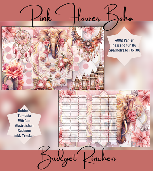 Pink Flower Boho 3er Klappkarte