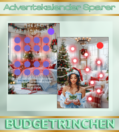 BWARE Sparbuch - Adventskalender Sparer mit 8 Challenges + Tracker