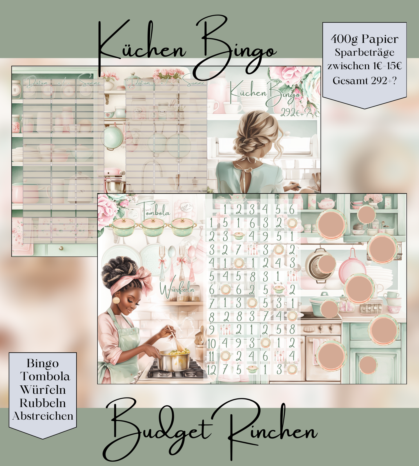 Küchen Bingo 3er Klappkarte