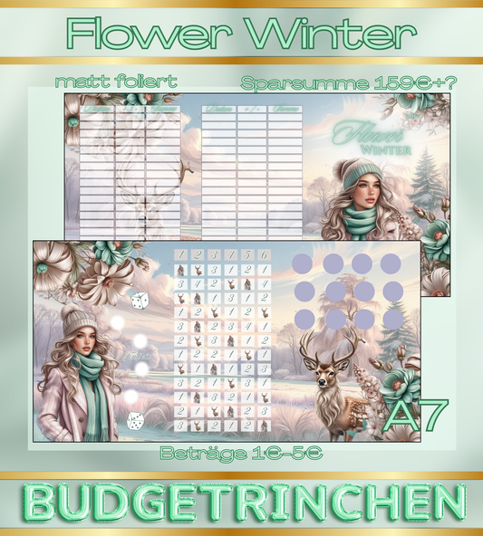 A7 Flower Winter 3er Klappkarte - matt foliert