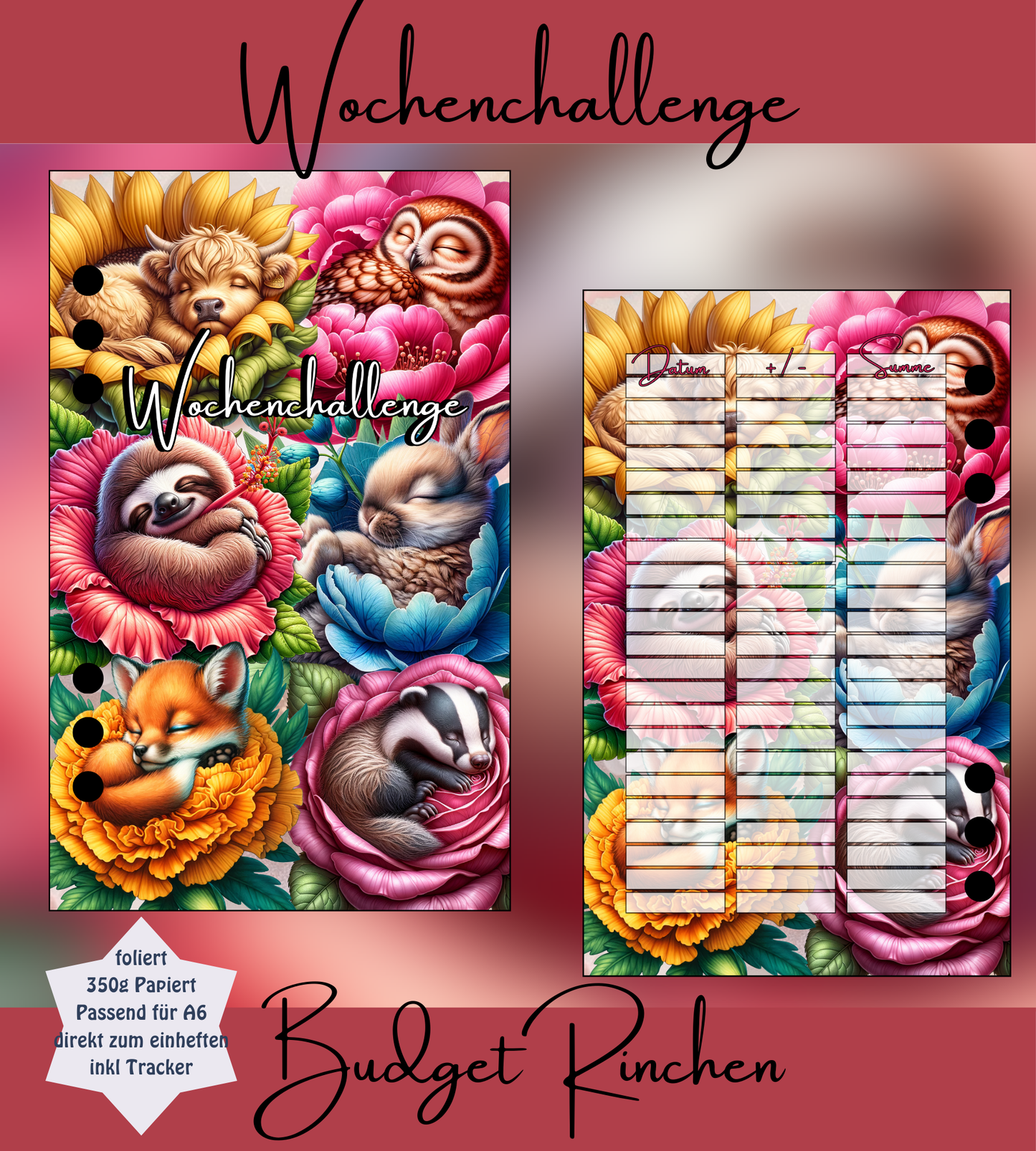 Wochenchallenge inkl. Trennblatt mit Tracker