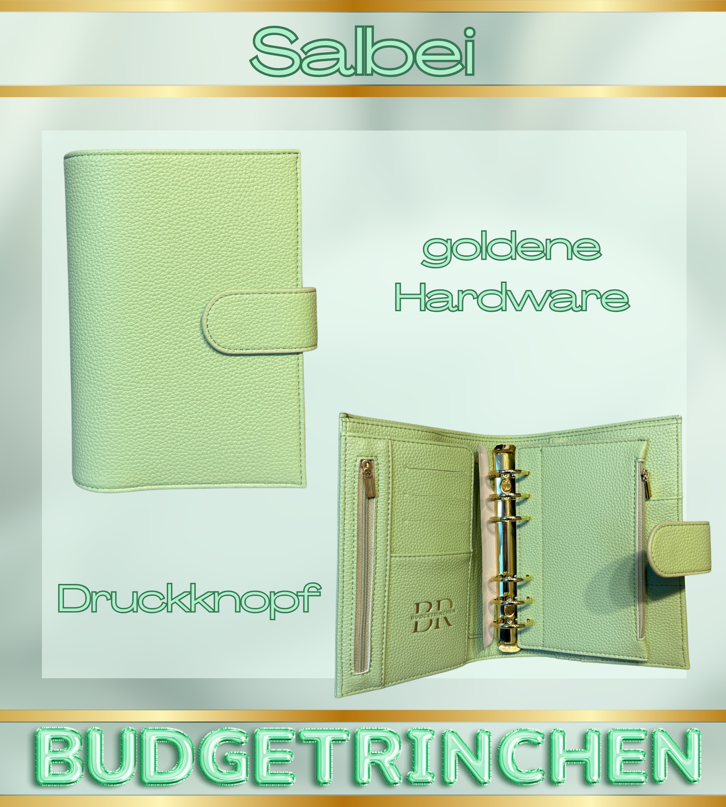A6 Premium Deluxe Binder mit großem Zip Flyleaf & große Ringe
