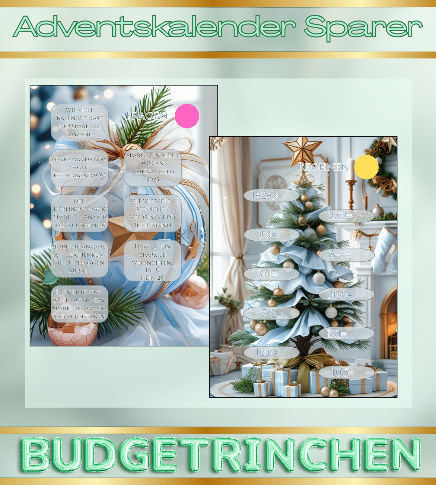 BWARE Sparbuch - Adventskalender Sparer mit 8 Challenges + Tracker