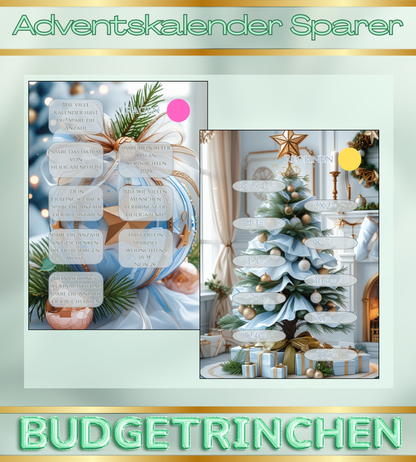 BWARE Sparbuch - Adventskalender Sparer mit 8 Challenges + Tracker
