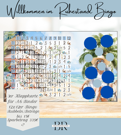 Willkommen im Ruhestand Altersvorsorge Bingo 3er Klappkarte