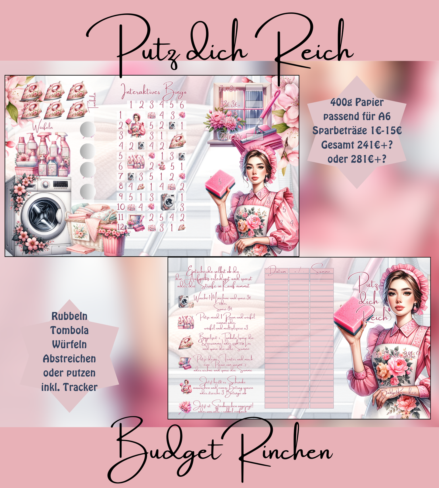 Putz dich Reich Interaktives Bingo 3er Klappkarte