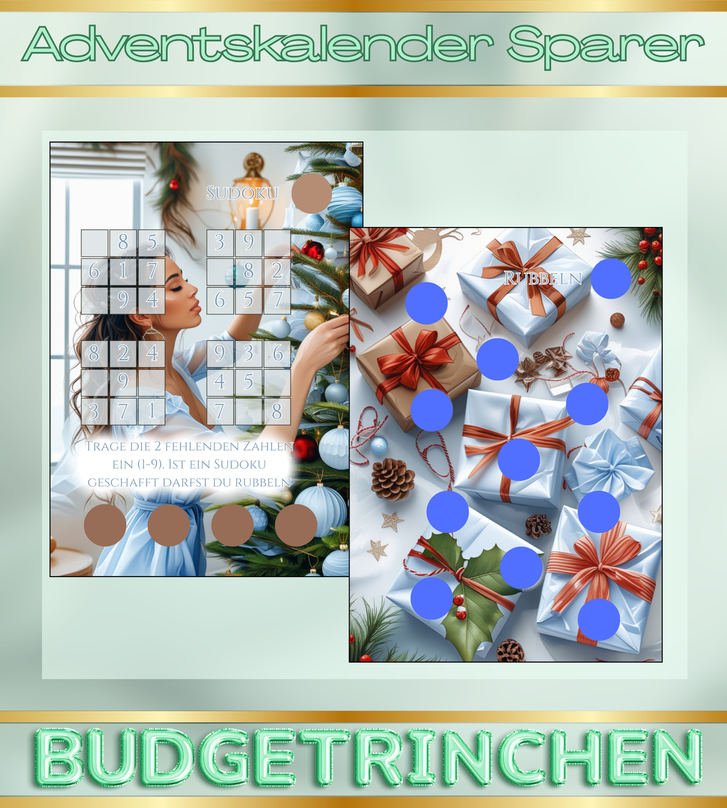 BWARE Sparbuch - Adventskalender Sparer mit 8 Challenges + Tracker