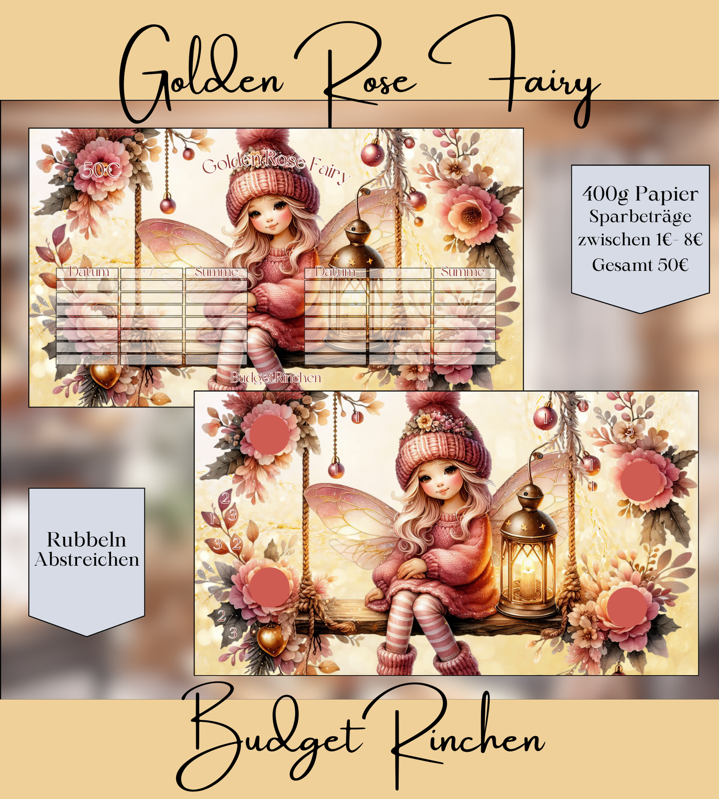 Golden Rose Fairy Rubbel -und Abstreich Challenge