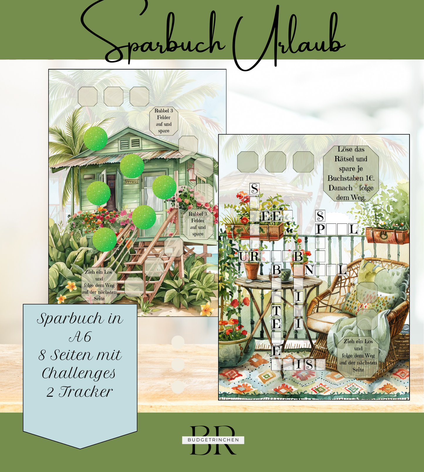 Sparbuch Urlaub - 8 Challenges inkl. Tracker