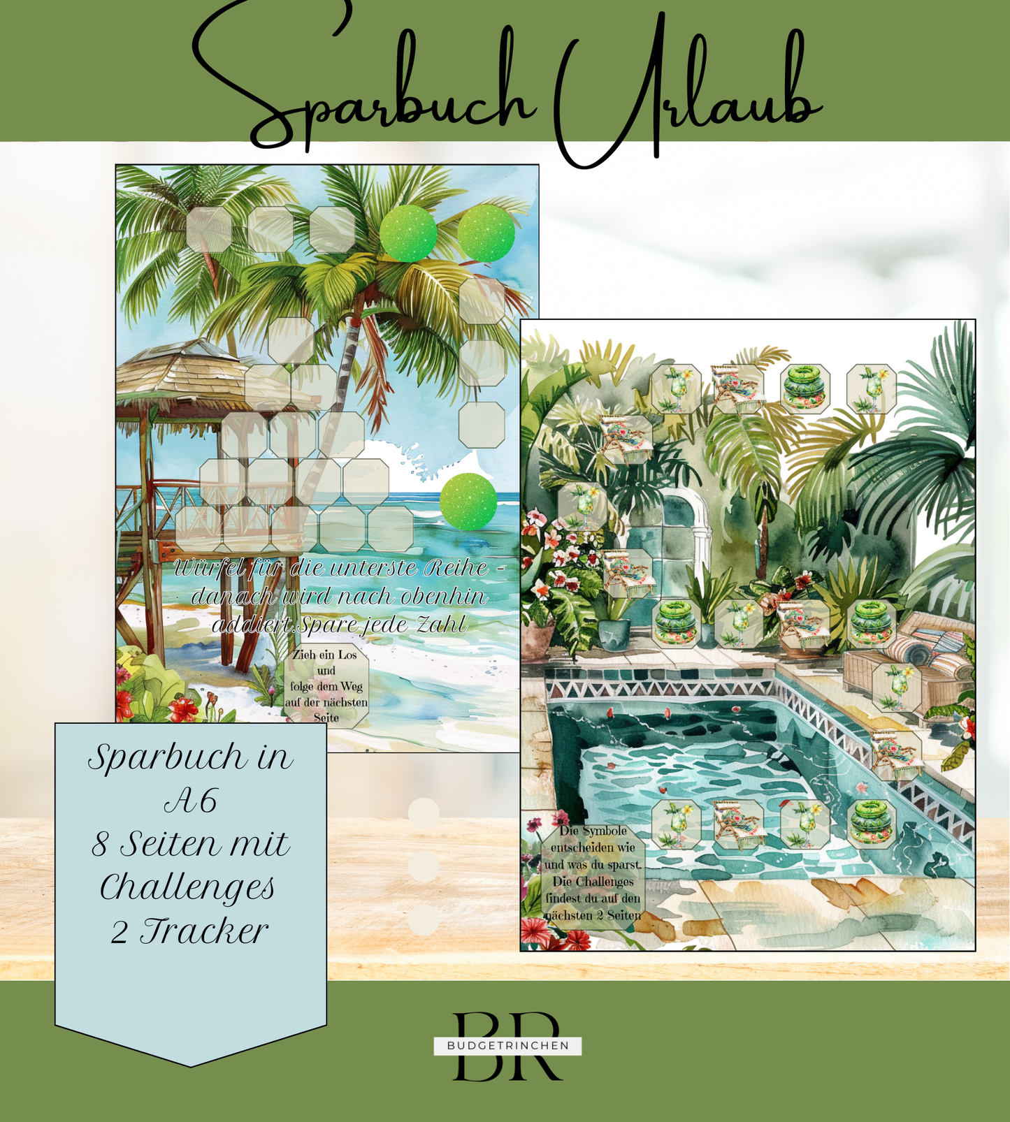 Sparbuch Urlaub - 8 Challenges inkl. Tracker