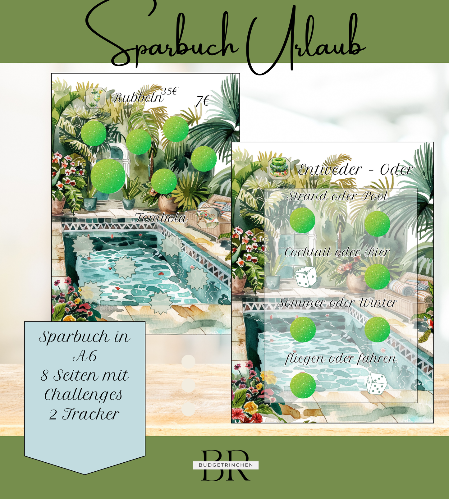 Sparbuch Urlaub - 8 Challenges inkl. Tracker