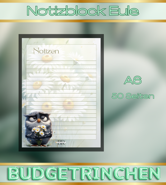 A6 Notizblock Eule