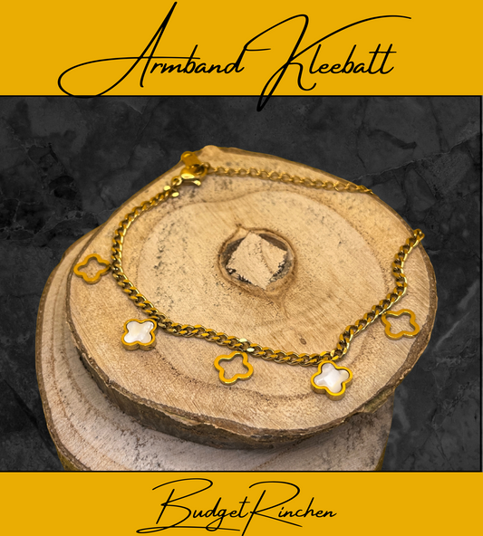 Edelstahl Armband Kleeblatt vergoldet