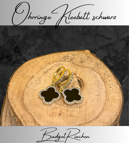Ohrringe Kleeblatt schwarz