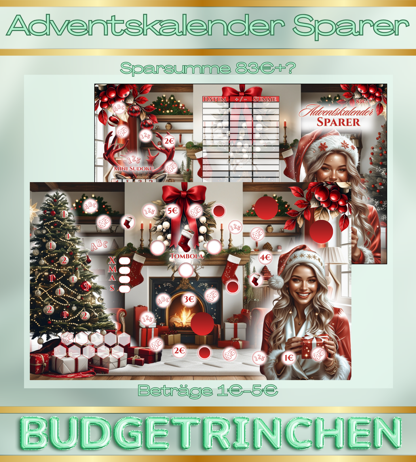 Adventskalender Sparer 3er Klappkarte Weihnachten