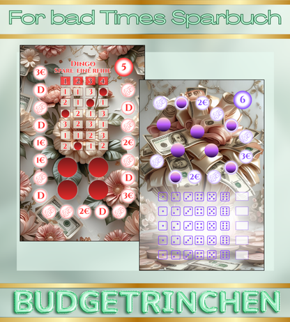 Sparbuch For bad Times Notgroschen - 8 Challenges inkl. Tracker