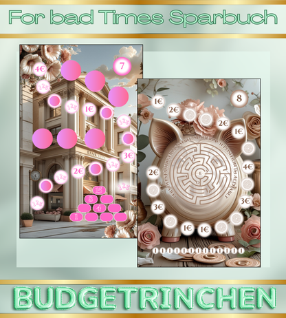 Sparbuch For bad Times Notgroschen - 8 Challenges inkl. Tracker