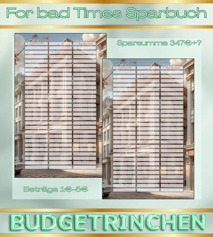 Sparbuch For bad Times Notgroschen - 8 Challenges inkl. Tracker