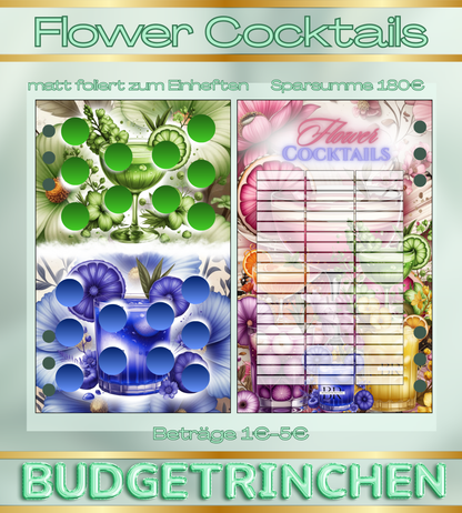 Flower Cocktails - Rubbelchallenges zum Einheften