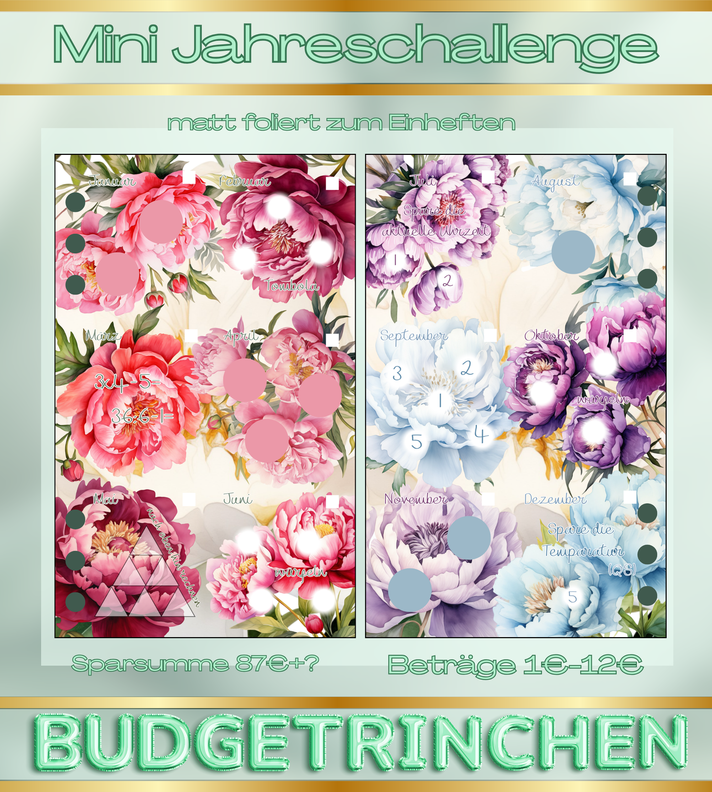 Mini Jahreschallenge Flower Bouquet - matt foliert zum einheften inkl. Tracker
