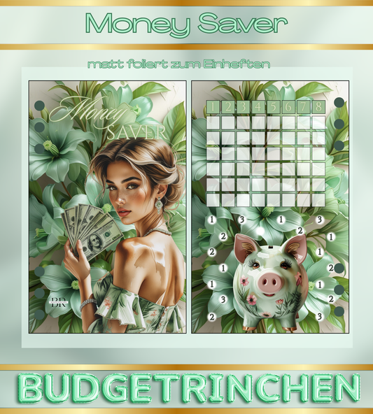 Notgroschen Money Saver - matt folierte Challenge + 3er Klappkarte