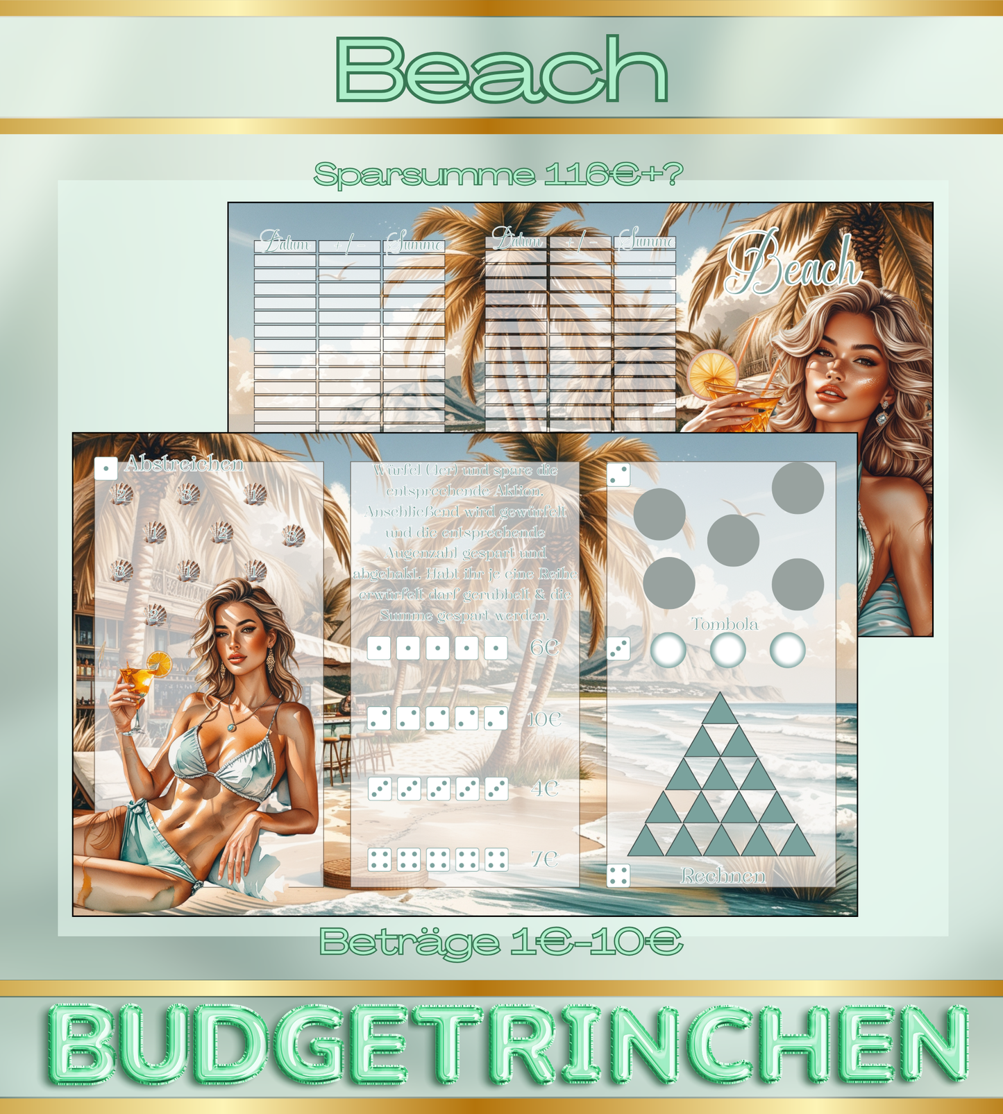 Urlaubschallenge 3er Klappkarte - Beach