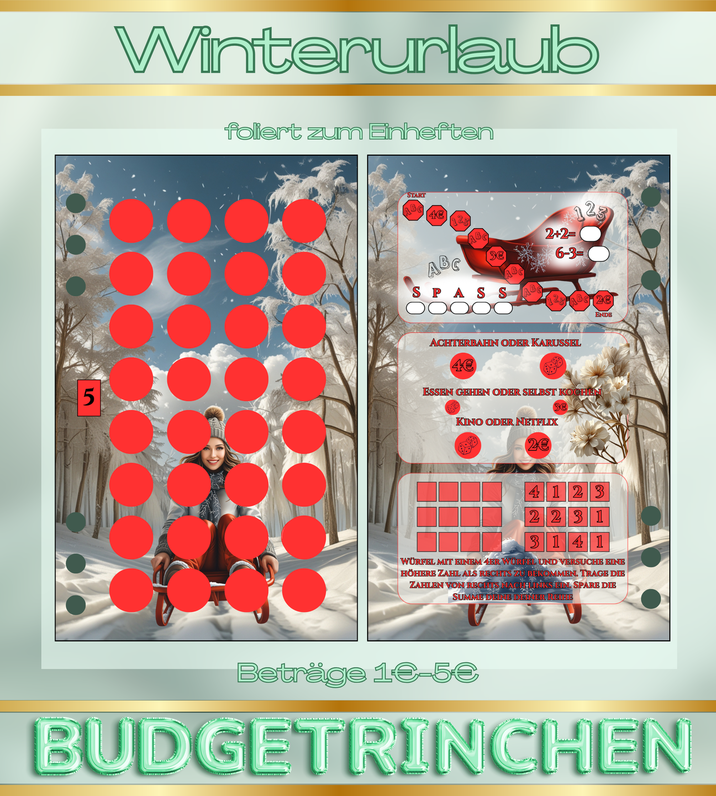 Urlaubsset Winterurlaub- matt folierte Challenge + Extra Kärtchen + Tracker